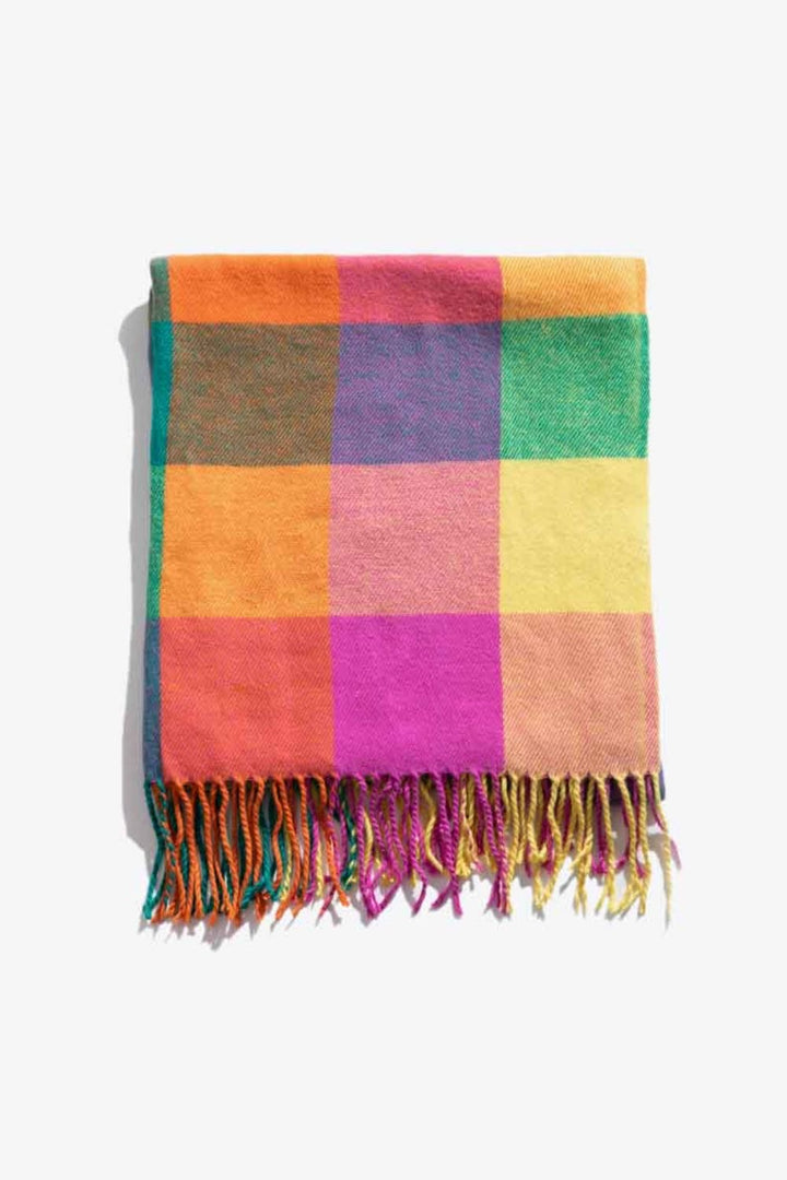 Spring Plaid Fringe Hem Scarf : 2 Colors