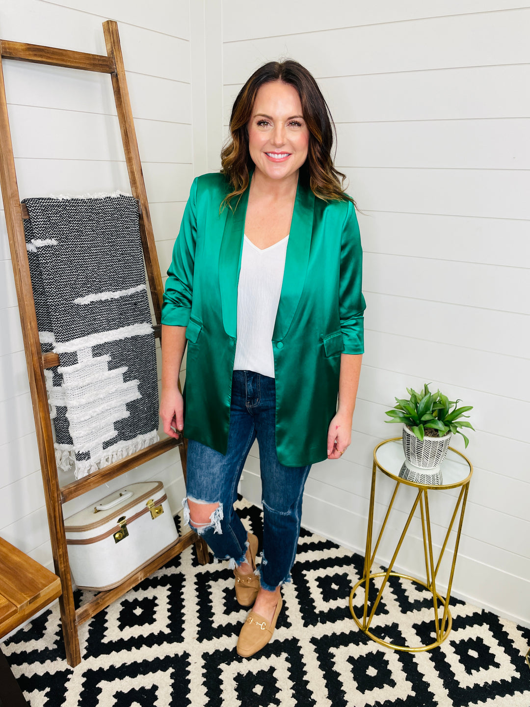 Emerald City Satin Blazer